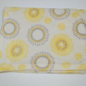 Little Miracles Yellow Gray White Medallion Baby Blanket Sunflower Plush